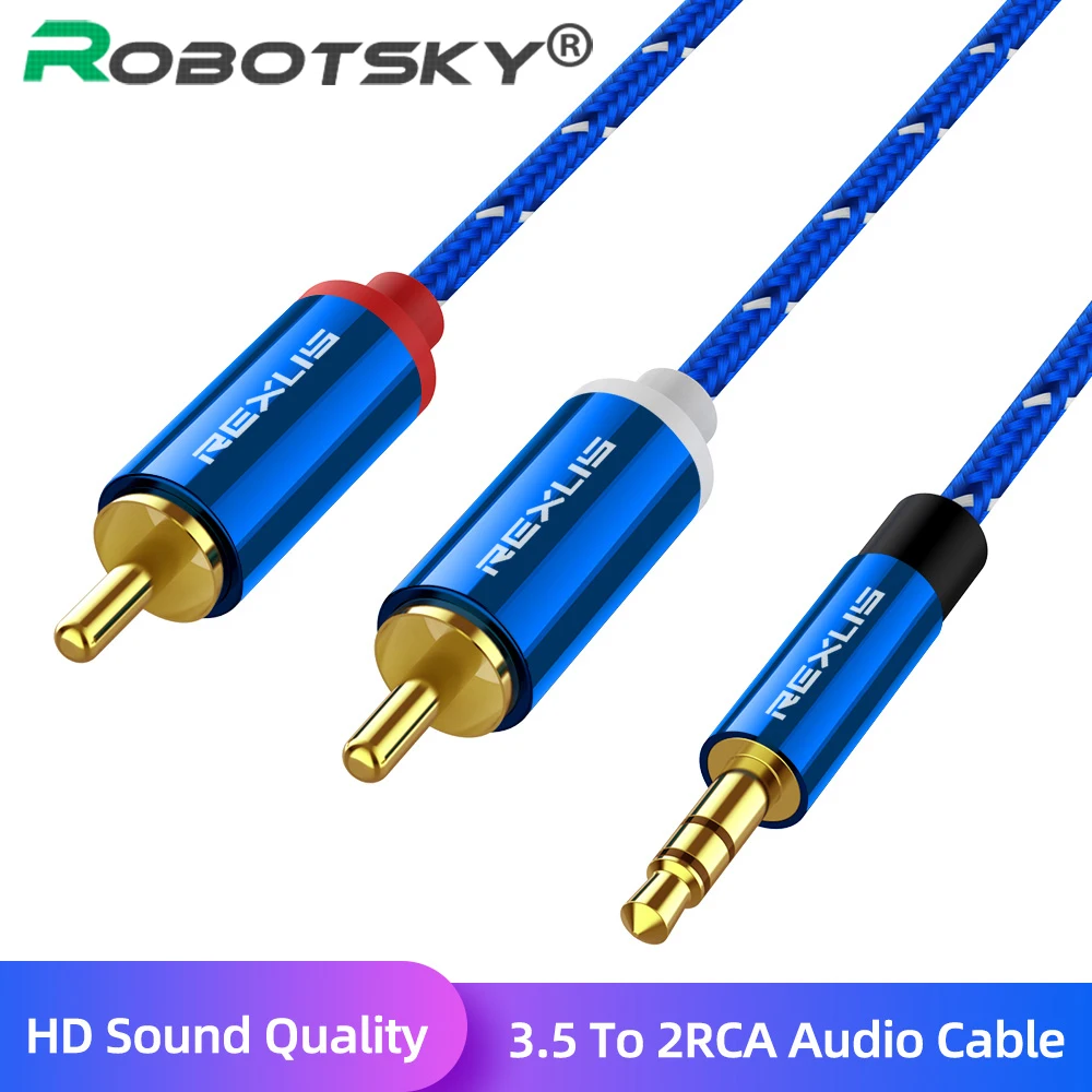 RCA-кабель Hi-Fi стерео 3 5 мм штекер-2 RCA аудиокабель Aux RCA-разъем сплиттер для