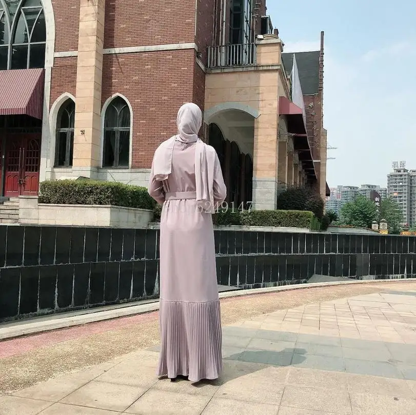 Элегантное мусульманское Плиссированное Платье Абая Vestidos Вечернее платье кардиган кимоно длинный халат платья Jubah Ближний Восток ИД Рамадан исламский