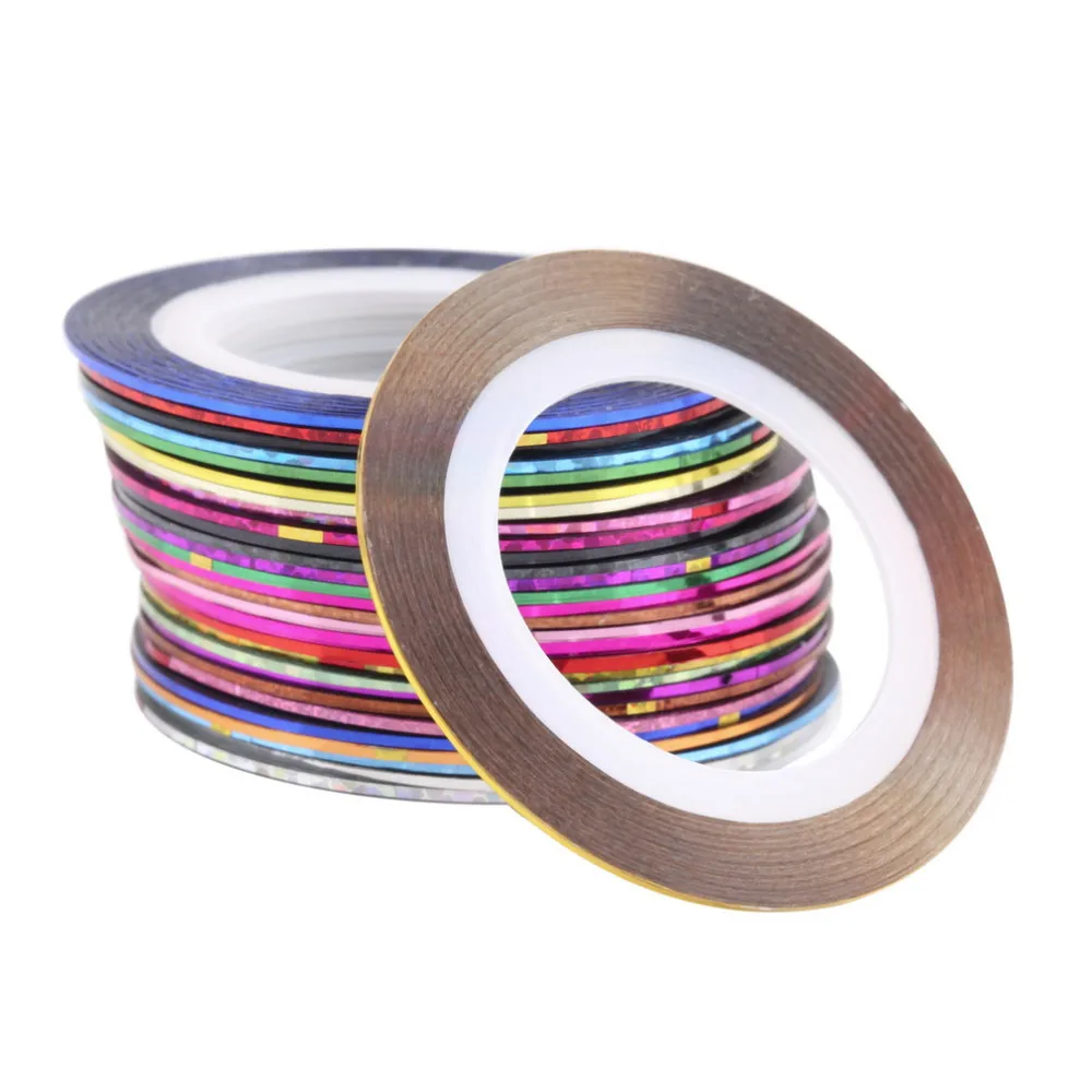30 colors/set Mixed Colorful Nail Beauty Roll Ribbon Decorations Striping Decals Foil Tips DIY Nail Art Design Nail Stickers