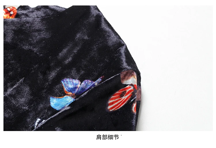 Зимнее длинное бархатное платье, женские платья, Новое поступление, Robe Hiver, с принтом бабочки, рождественское макси платье, Vestido Longo