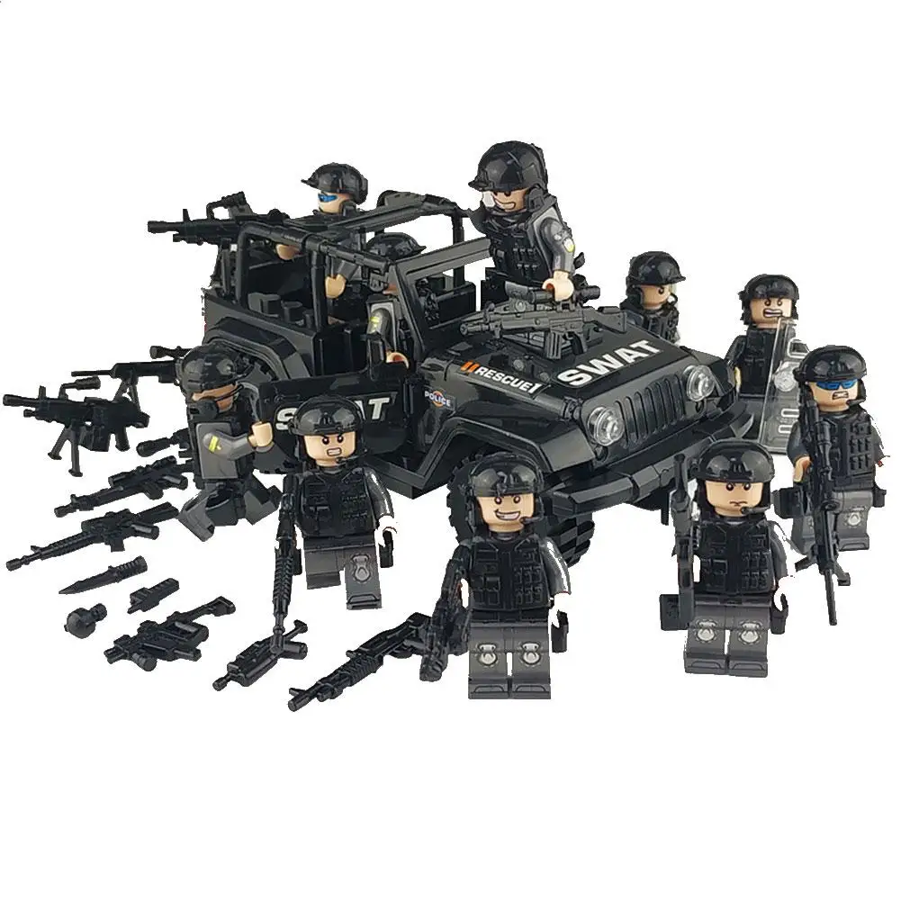 

Military Special Forces Soldiers Bricks Figures Guns Weapons Compatible Armed SWAT Building Blocks Kids Toys