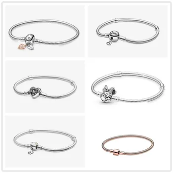 

2020 New Original 925 Sterling Silver Bracelet Heart Bracelet Life Tree Maple Leaf Fashion Snake Bone Bracelet