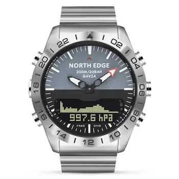 

NORTH EDGE Men Dive Sports Digital Watch Military Army Luxury Stainless Steel Watch Business Waterproof 100m Altimeter Compass