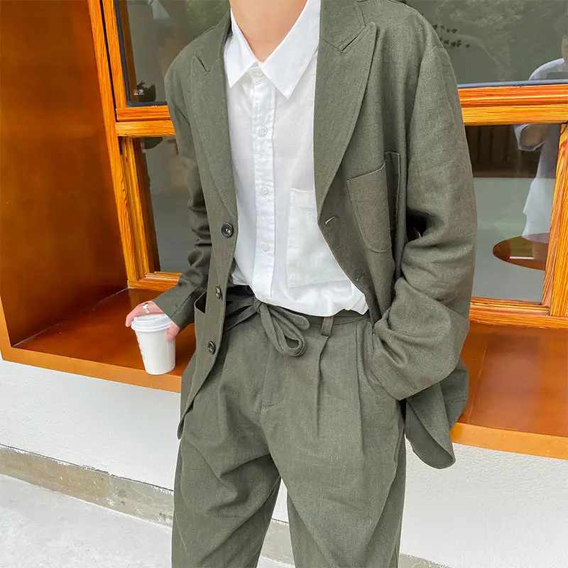 

Men's casual suits 2020 autumn and winter new solid color loose and comfortable comfortable casual suits young men's fashion