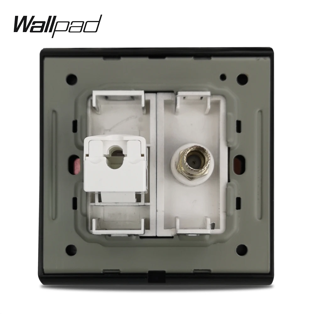 Горячая спутниковый ТВ данных компьютерная сеть CAT5 RJ45 розетка Wallpad роскошная кожаная панель Серебряная Золотая рамка настенная Сетевая розетка