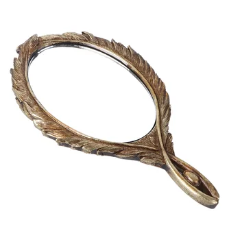 

1pc Retro Mirror Feather Shaped Mirror Handheld Mirror for Woman