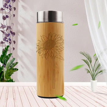 

1Pc Personlised Natural Bamboo Thermos Cup Vacuum Flasks Thermoses Wood Dropship gift engraved customized with own log products