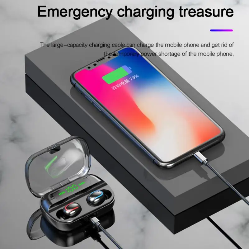 Wireless Headphone TWS Bluetooth 5 0 Headset Waterproof Stereo Earphones LED Electricity Display With Noise reduction Mic New