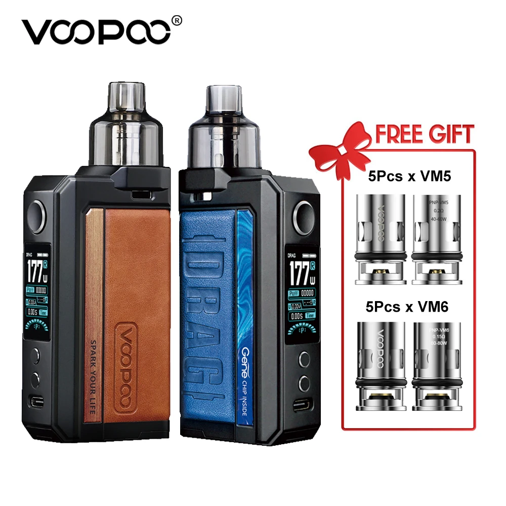 VOOPOO DRAG MAX Mod 177W Kit 4.5ml Magnetic Pod Tank GENE.FAN 2.0 Chip 1.08