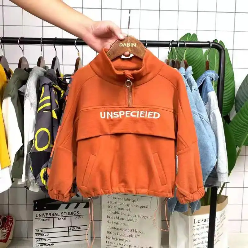 orange 1piece Толстовки с капюшоном для мальчиков; весенне-Осенняя детская толстовка с капюшоном для маленьких мальчиков; Детские топы с длинными рукавами; футболки; пуловер для малышей - Цвет: orange 1piece