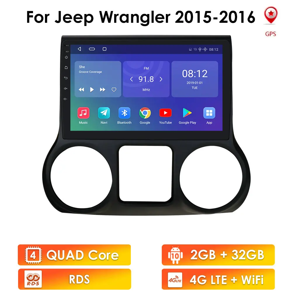 4G in Dash Car Radio Multimedia Video Player Navigation GPS For Jeep