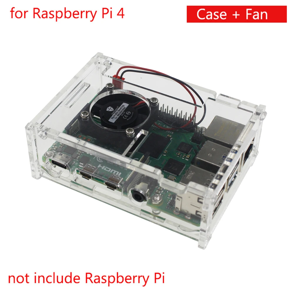 

Transparent Protective Case Raspberry Pi Fan 2A Cooling Fans 5V Protector Starter Heatsink Cooling Fan for Raspberry Pi 4 Model