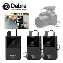 Debra dv01/02 uhf sem fio lavalier mic com função do monitor e entrevista lapela mic para smartphone dslr câmera webcast