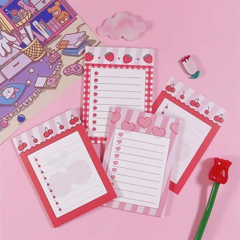 

30Sheets/Lot Kawaii Korean INS Lovey Girl Heart Cherry Memo Pad N Times Sticky Notes Portable Notepad School Office Supply