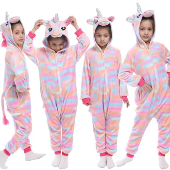 

Flannel New Winter Full Polyester Regular Sleepwear Animals Pajamas Kigurumi Onesie Moire Unicorn Series Unisex Pink