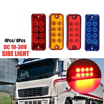 

8LED Truck Side Marker Indicator Light Turn Signal Lamp 12V/24V Auto Car Pickup Van Trailer Tail Warning Lamp Strobe Brake Light