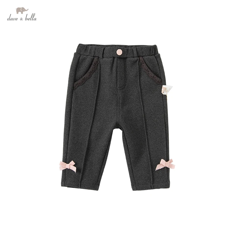 

DBL19224 dave bella winter baby girls fashion bow solid pants children full length kids girl pants infant toddler trousers