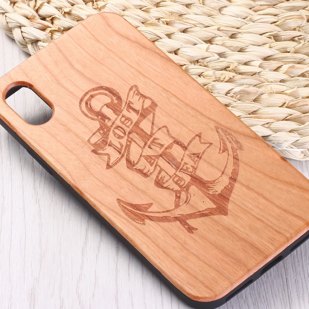 Выгравированный якорь море моряк любовник настоящий Деревянный чехол для телефона Funda Coque для iPhone 6 6S 6Plus 7 7Plus 8 8Plus XR X XS Max 11 Pro Max