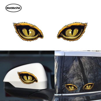 

HotMeiNi 10cm x 8cm 2x Funny 3D Cat Eyes Car Stickers Truck Head Engine Rearview Mirror Window Cover Door DIY Decal Graphics