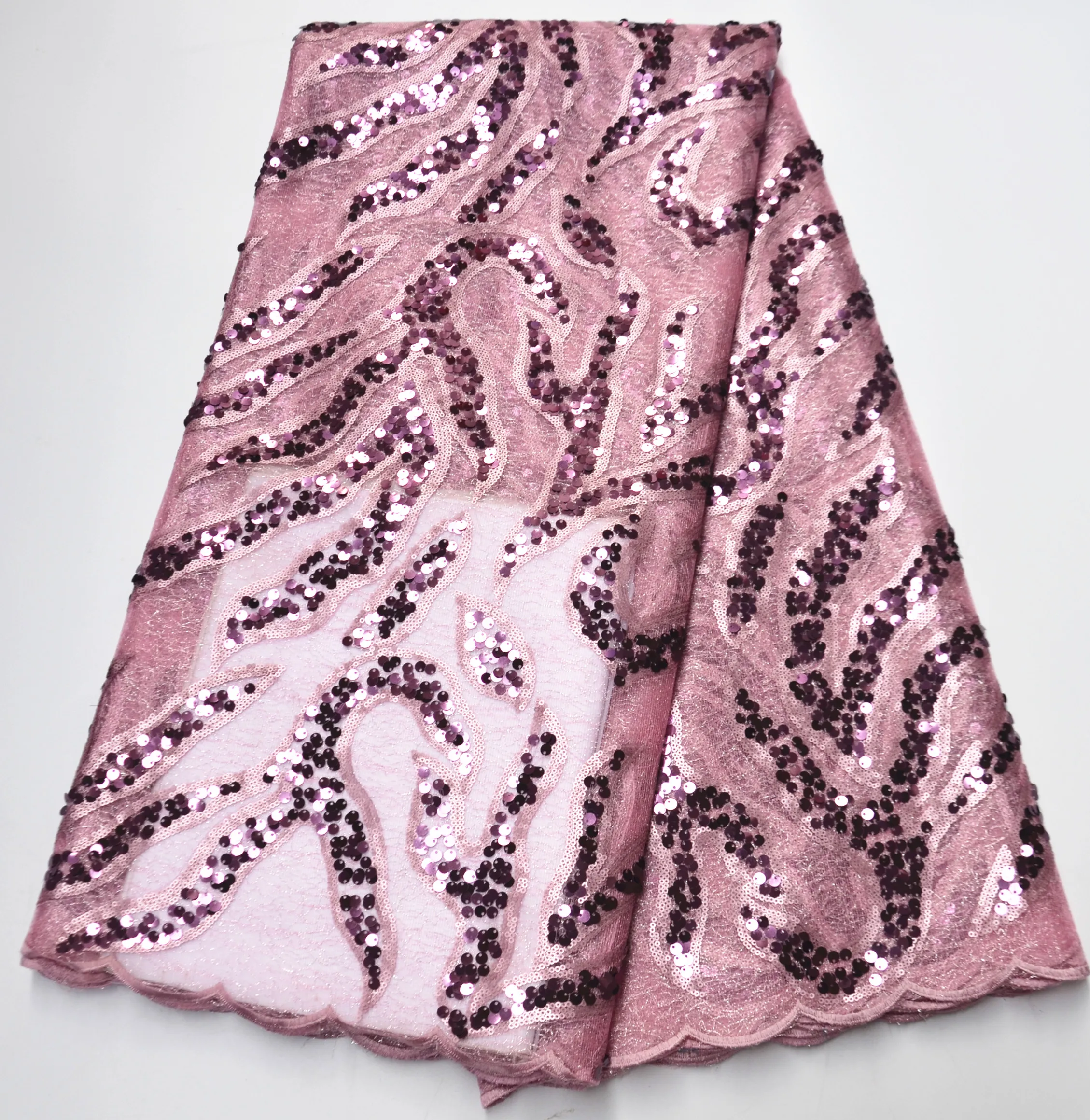 Latest African Organza Lace Fabric High Quality Nigerian Lace Fabric With Sequins Organza Lace Fabric