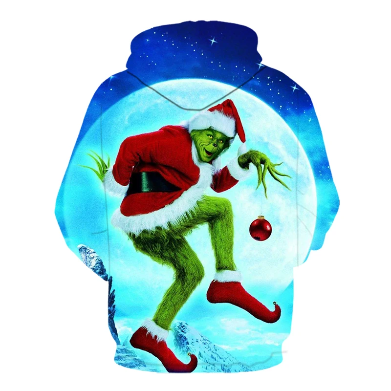 3D Толстовка Grinch Рождественская Толстовка мультфильм анимация зеленая Толстовка «монстры» Мужская и Женская Осенняя уличная одежда Азиатский Размер 6xl