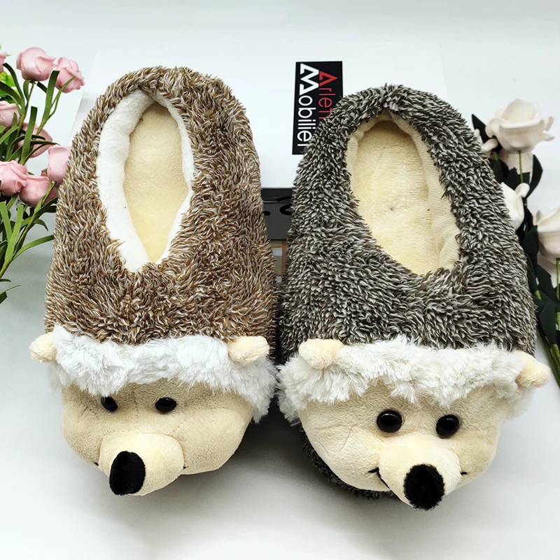 Hedgehog Fur Slippers for Men Women Children Indoor Winter Fluffy Funny warm slippers