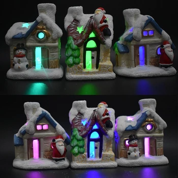 

Christmas Decoration Night Light Luminous Cottage with Lamps Dreamy European Style Mini Small House Home Decor Ornaments Props