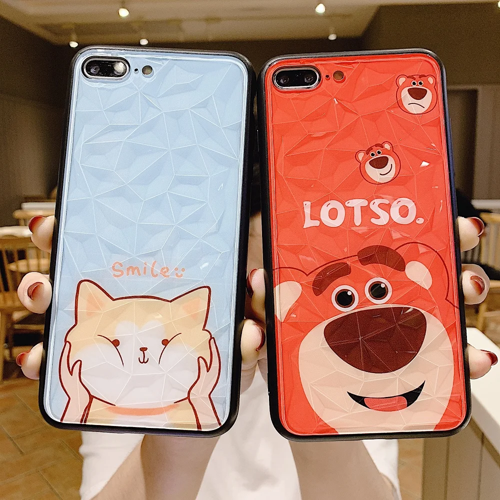 

Acrylic Case For iphone 6 6S 7 8 Plus X XR XS Max Cell Phone Diamond Cartoon pattern phone case