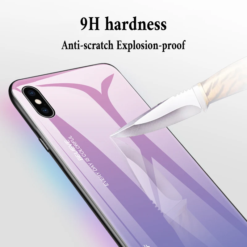 Градиентное закаленное стекло чехол для iPhone 7 6 8 6s Plus X Xs Max Xr защитный 11 Pro XS MAX S