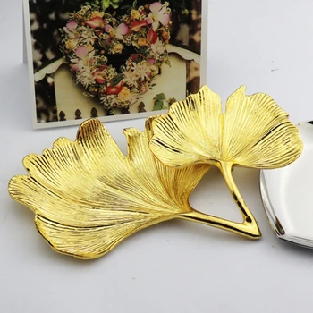 

New Yellow Nordic Creative Metal Tray Ginkgo Leaf Jewelry Plate Golden Ring Storage Plate Jewelry Tray Display Plate