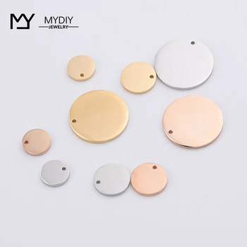 

DIY handmade 12/15/25MM stainless steel smooth round tag pendant pendant fine polished lettering Making Bracelet Accessories