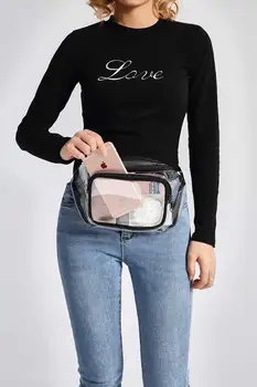 

PVC Women Waist Fanny Pack Belt Bag Hip Bum Bag Clear Transparent Chest Pouch