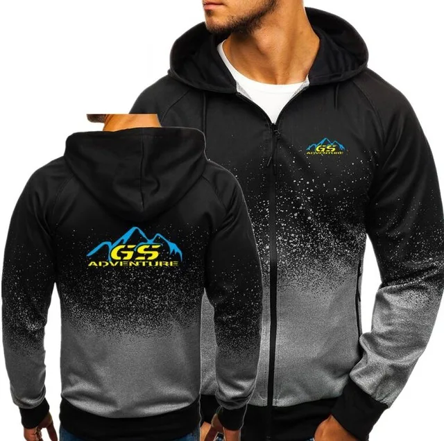 Осенние мужские толстовки на молнии, толстовка с градиентной расцветкой Adventure Gs R1200 Rt, уличная куртка с принтом, Мужская облегающая куртка с капюшоном для фитнеса, верхняя одежда 1