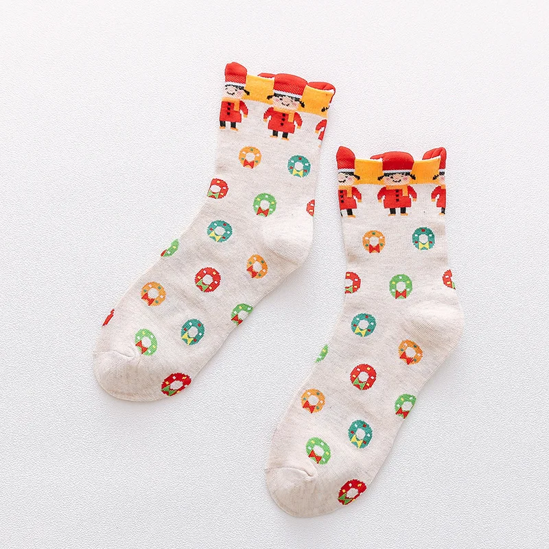 5 пар Новых рождественских носков с героями мультфильмов, женские теплые носки, теплые хлопковые носки до середины икры, удобные милые носки Meias Sox, Рождественский подарок