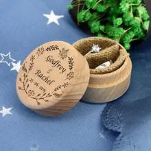 Персонализированные рустикальная свадьба деревянная коробочка для колец Держатель своими руками на имена и дата обручальное кольцо шкатулка