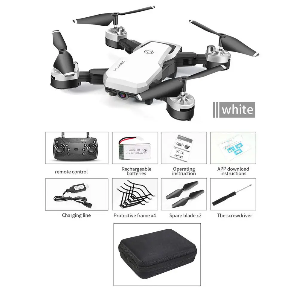 HJ28 складной Радиоуправляемый Дрон 4 канала Wifi 2MP/5MP fpv-камера на дроне высоты удержания жеста фото/видео RC Квадрокоптер - Цвет: 5MP Bag White