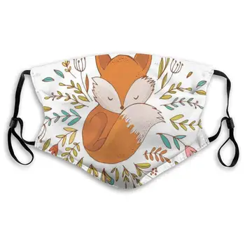 

Mouth Mask,Sanitary Mask,Protection From Dust, Ash,Pollen Face Masks Cute Baby Fox Sleeping In A Floral Made Bed Circle Art