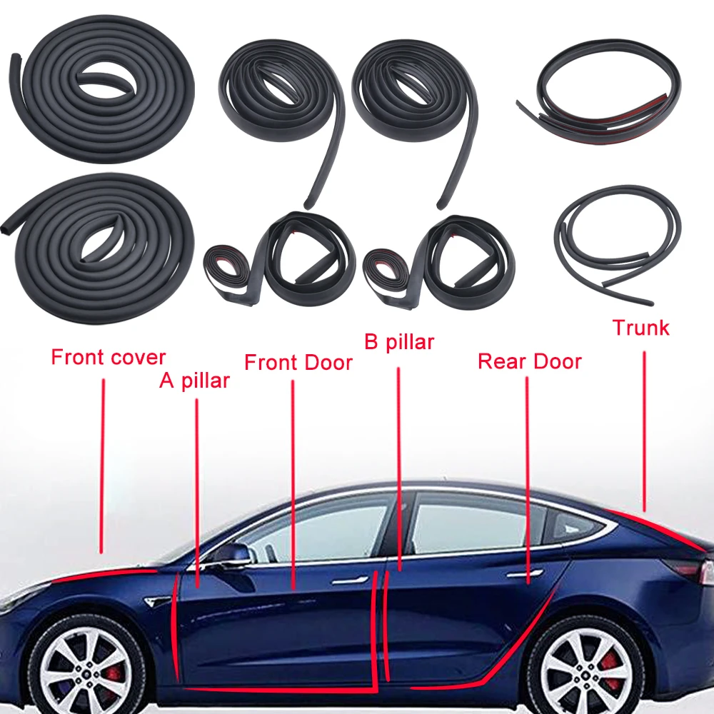 10 шт., автомобильная накладка на дверь, Формовочная резиновая дверная уплотнительная прокладка, звукоизоляционная резиновая уплотнительная прокладка для Tesla, модель 3, автомобильные аксессуары