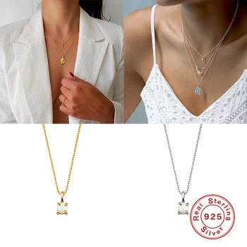 

ROMAD Minimalism 925 Silver Sterling Necklace Fashion Pendant Chain Necklace Fine Jewelry Women Fashion Necklace Couple Gift