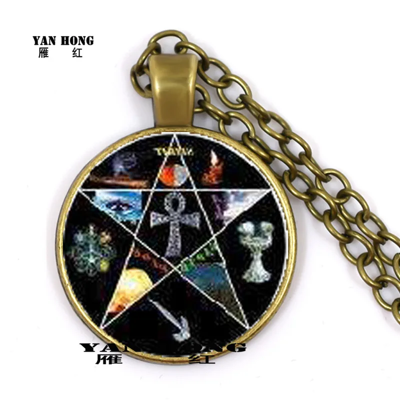 

Five pointed planet alloy necklace, glass 25mm pendant Vintage sweater necklace for best birthday present of friends