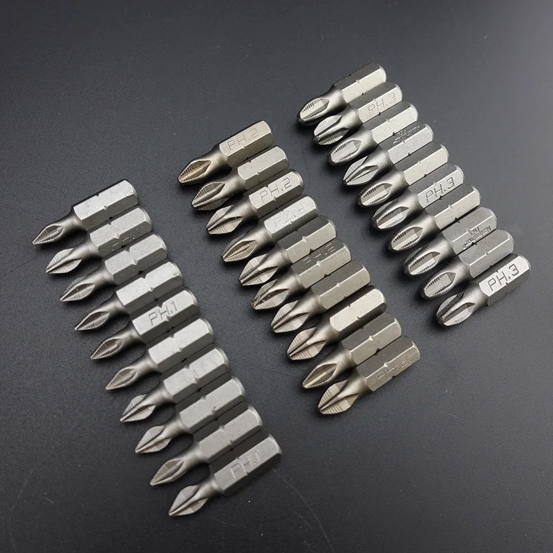 10 Pz/lotto 25 millimetri CR-V PZ/PH Pozidrive Phillips Bit Hex Shanked Anti Slip Punte Cacciavite Magnetico Singola Testa PZ1 PZ2 PZ3 6.35 millimetri