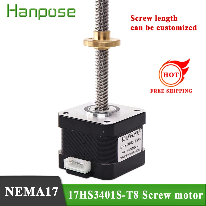 Nema17 17HS3401S T8*8 Винт линейный шаговый двигатель а 300 мм Z мотор с трапециевидным