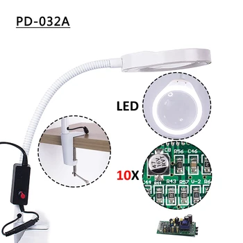 

New Desktop Magnifier Adjustable Brightness LED Light Magnifier PD-032A Caliper Magnifier Expands 10 Times Electronic Repair