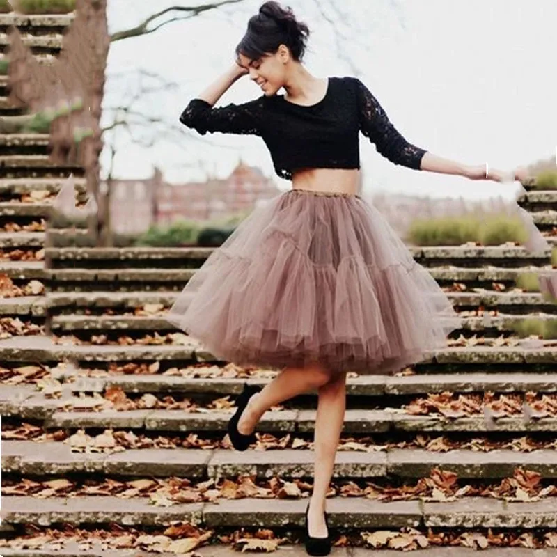 Falda de tul para mujer, falda tutú plisada en capas, falda acampanada  hasta la rodilla, enagua para fiesta de graduación, disfraz de Halloween,  tutús