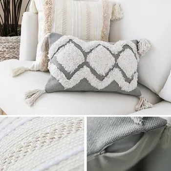 

45*45 Chair Cushion Nordic Modern Home Decor Minimalist Pillow Tufted Tassel Morocco Gray Seat Cushion Pillowcase