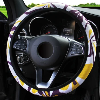 

LEEPEE Car Interior Accessories Butterfly Printed Styling Flowers Print Steering Wheel Cover Auto Decor Steering Cover Universal