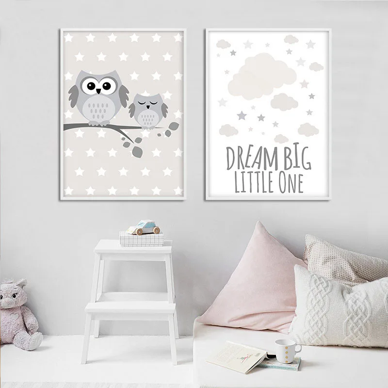 Лесной Животные Сова Холст плакат для детской печати минималистичный настенный