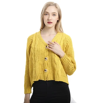 

Vintage Twist Single-breasted Cardigans Sweater Casual Women Short Knit Cardigan 2020 Autumn Winter Loose Sweater Outwear
