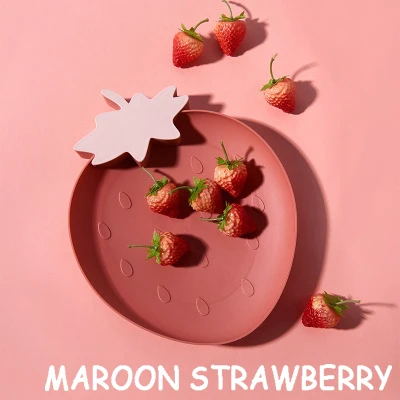 maroon strawberry Пластиковый поднос в форме фруктов, поднос для еды, тарелка для десерта, корзины для фаст-фуда, ресторанная сервировка, блюдо для конфет, Рождественский ужин, домашняя посуда - Цвет: maroon strawberry