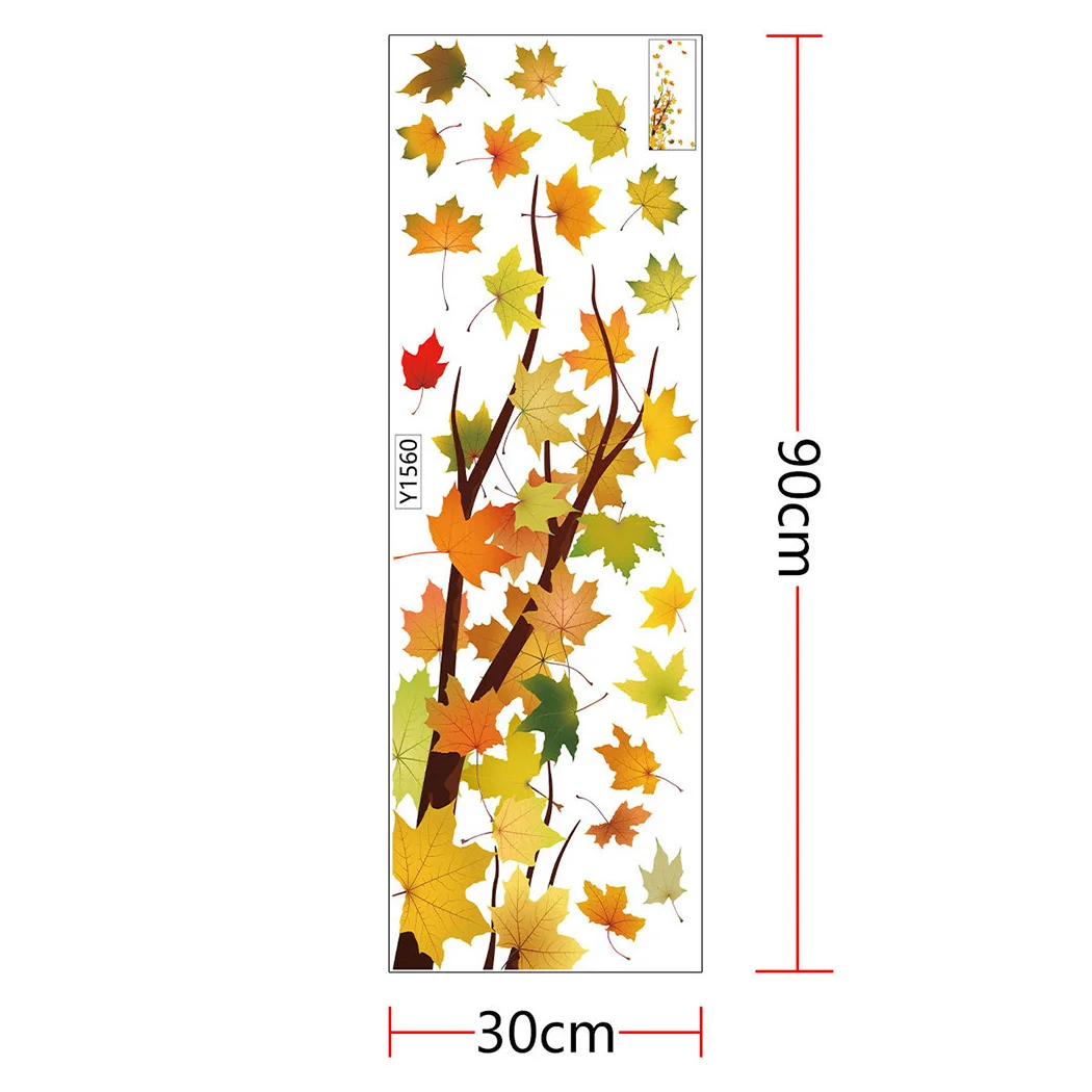 Maple Leaf Branch Living Room Bedroom Background Wall Decoration Sticker Romantic Flowers Home Decor For Roo | Дом и сад